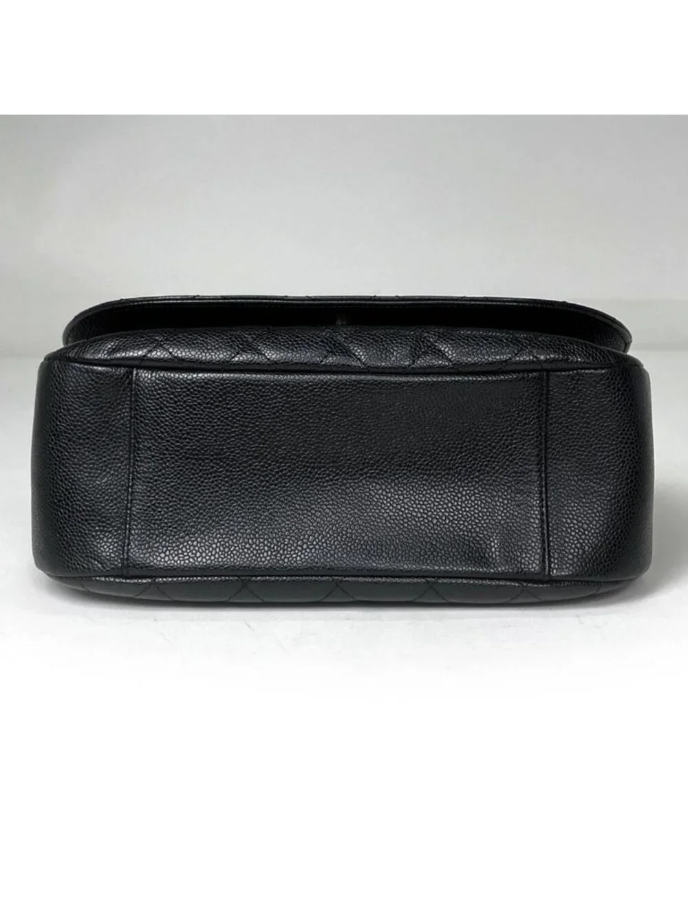 Chanel Shoulder Bag CC Logo Quilted Caviar Leather Black